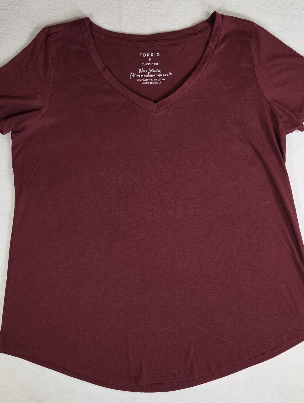 torrid V-Neck Short Sleeve Tee in Deep Burgundy